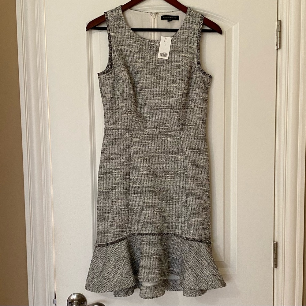 Banana republic tweed ruffle dress